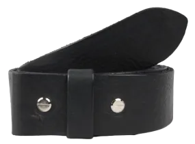 1.25 Inch (32mm) Wide Black Leather Belt Strap with Chicago Screws