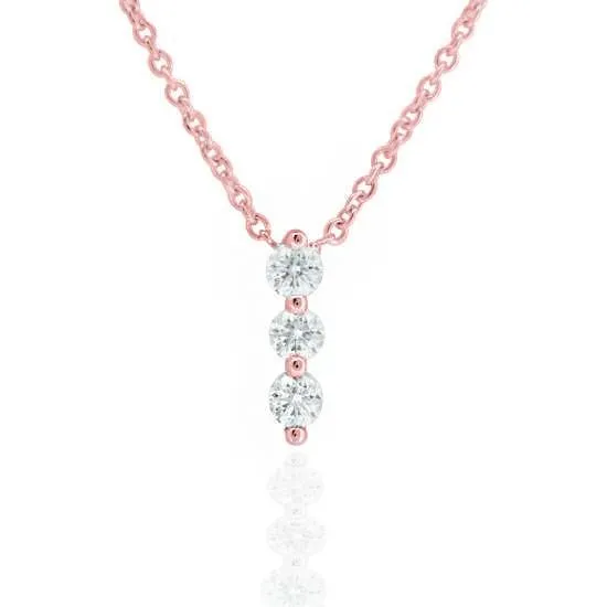 14KP 3D 0.11CT Diamond Necklace 3Stone Journey (118N401095P14DI1)