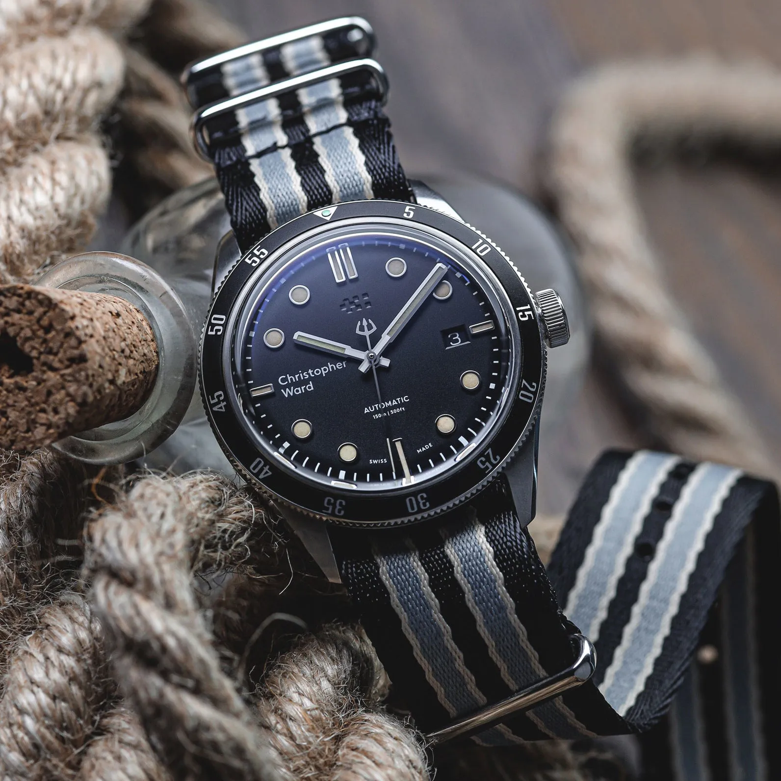 1973 British Military Watch Strap: ARMOURED - Grey/Red, Polished