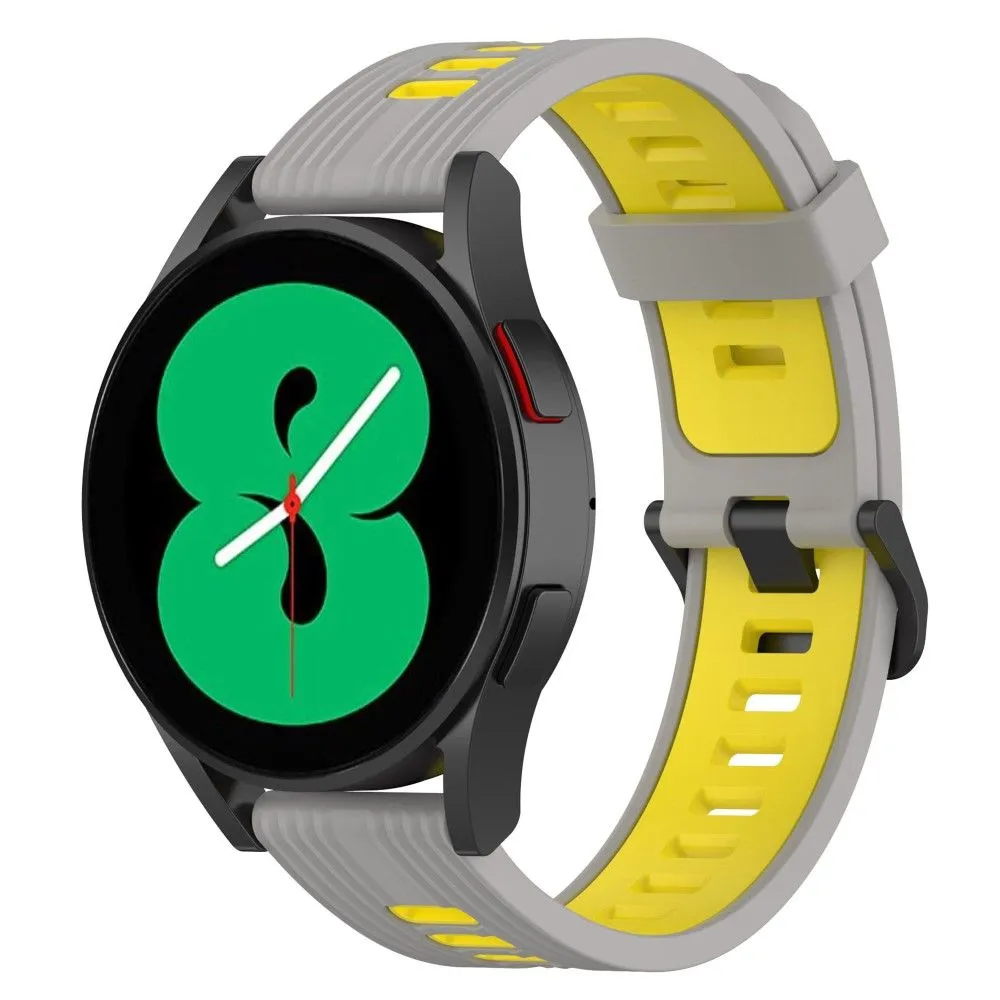 20mm Universal bi-color silicone watch strap - Grey / Yellow