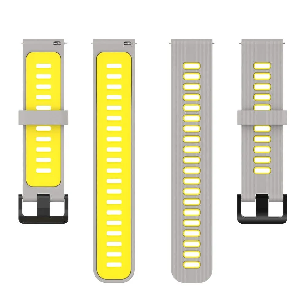 20mm Universal bi-color silicone watch strap - Grey / Yellow