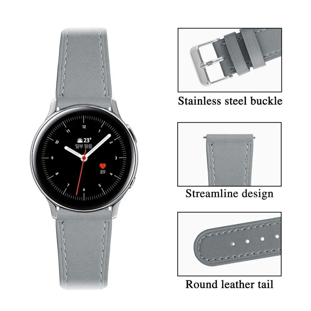 20mm Universal cowhide genuine leather watch strap - Grey