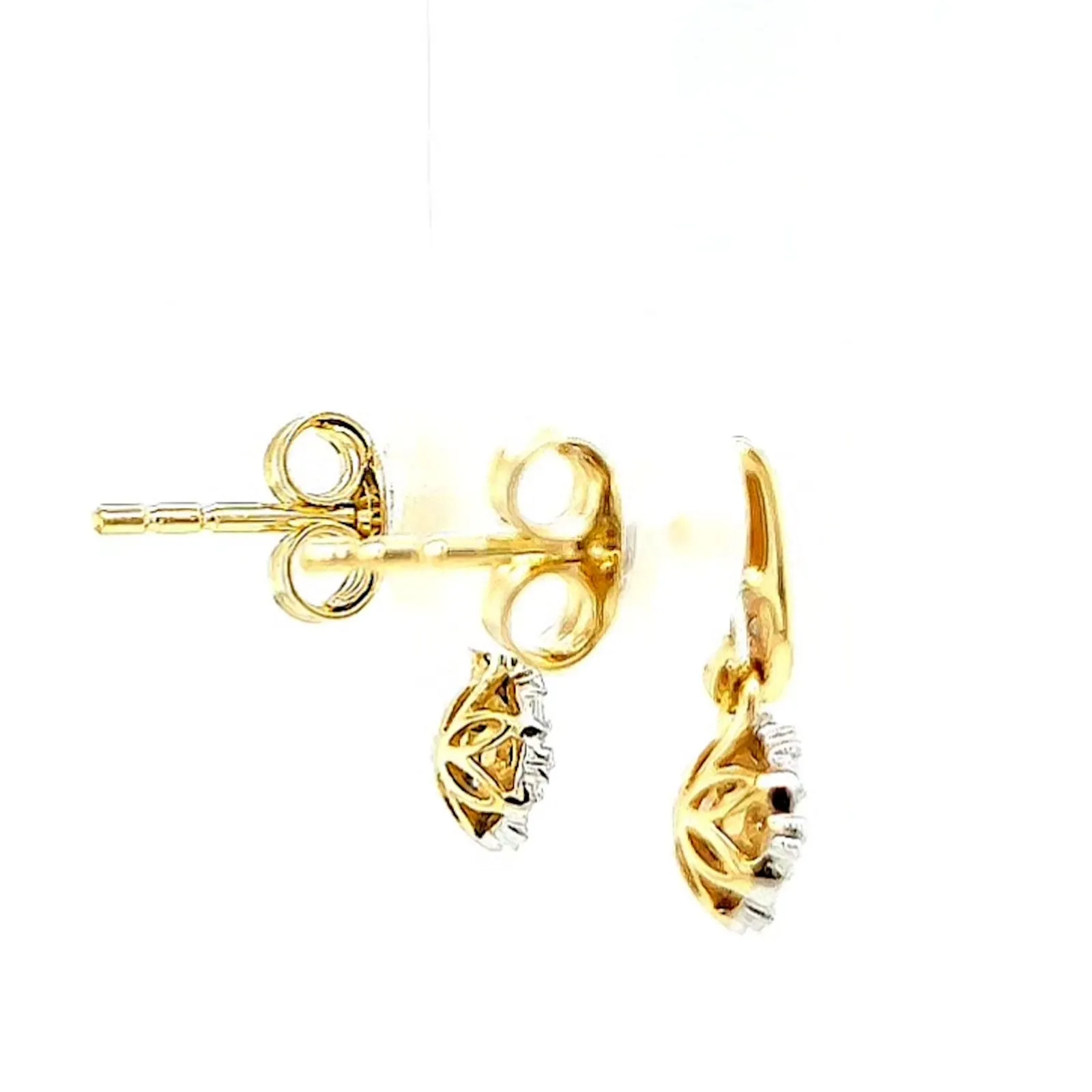 9ct Yellow Gold Round Brilliant Cut with 0.10 CARAT tw of Diamonds Drop Earrings