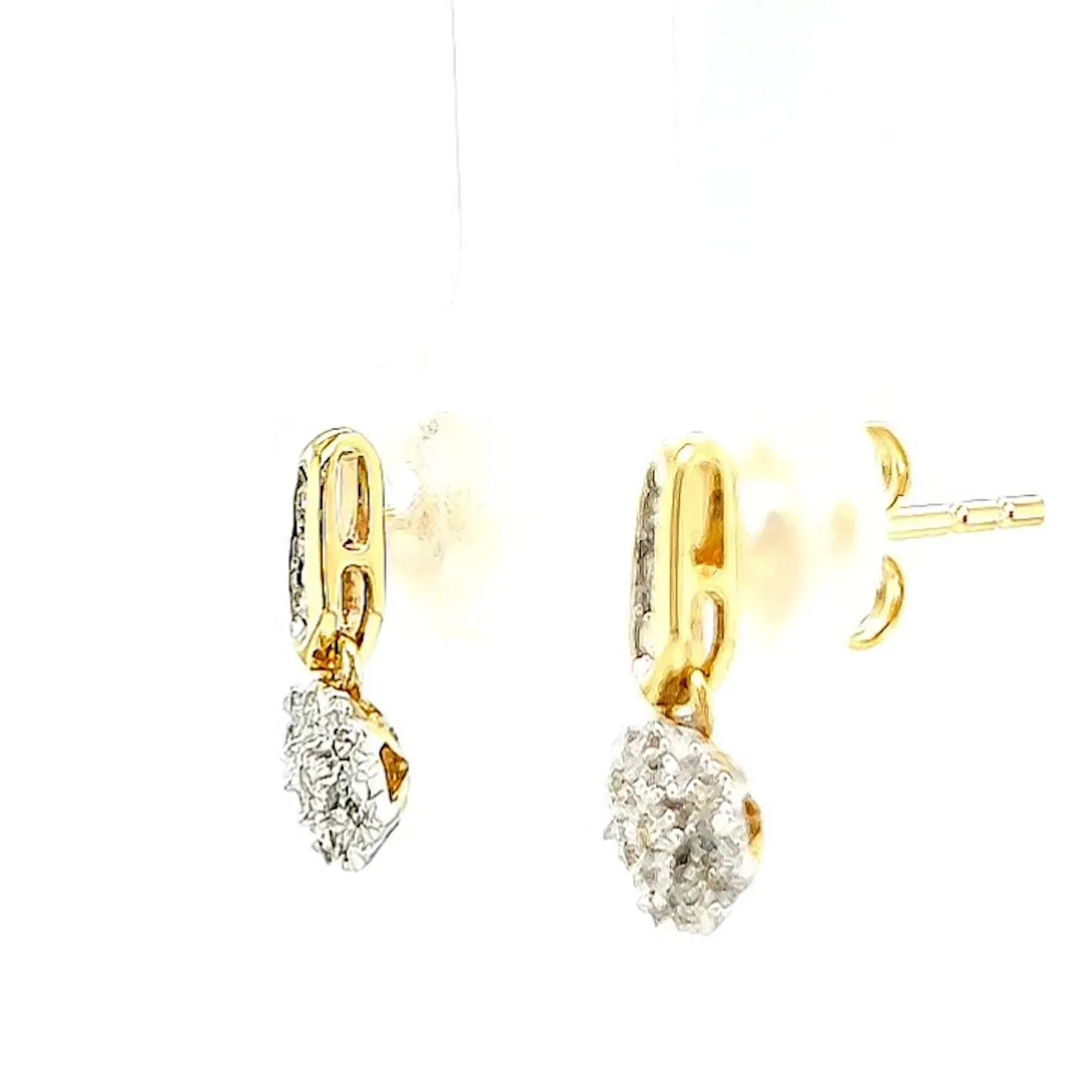 9ct Yellow Gold Round Brilliant Cut with 0.10 CARAT tw of Diamonds Drop Earrings