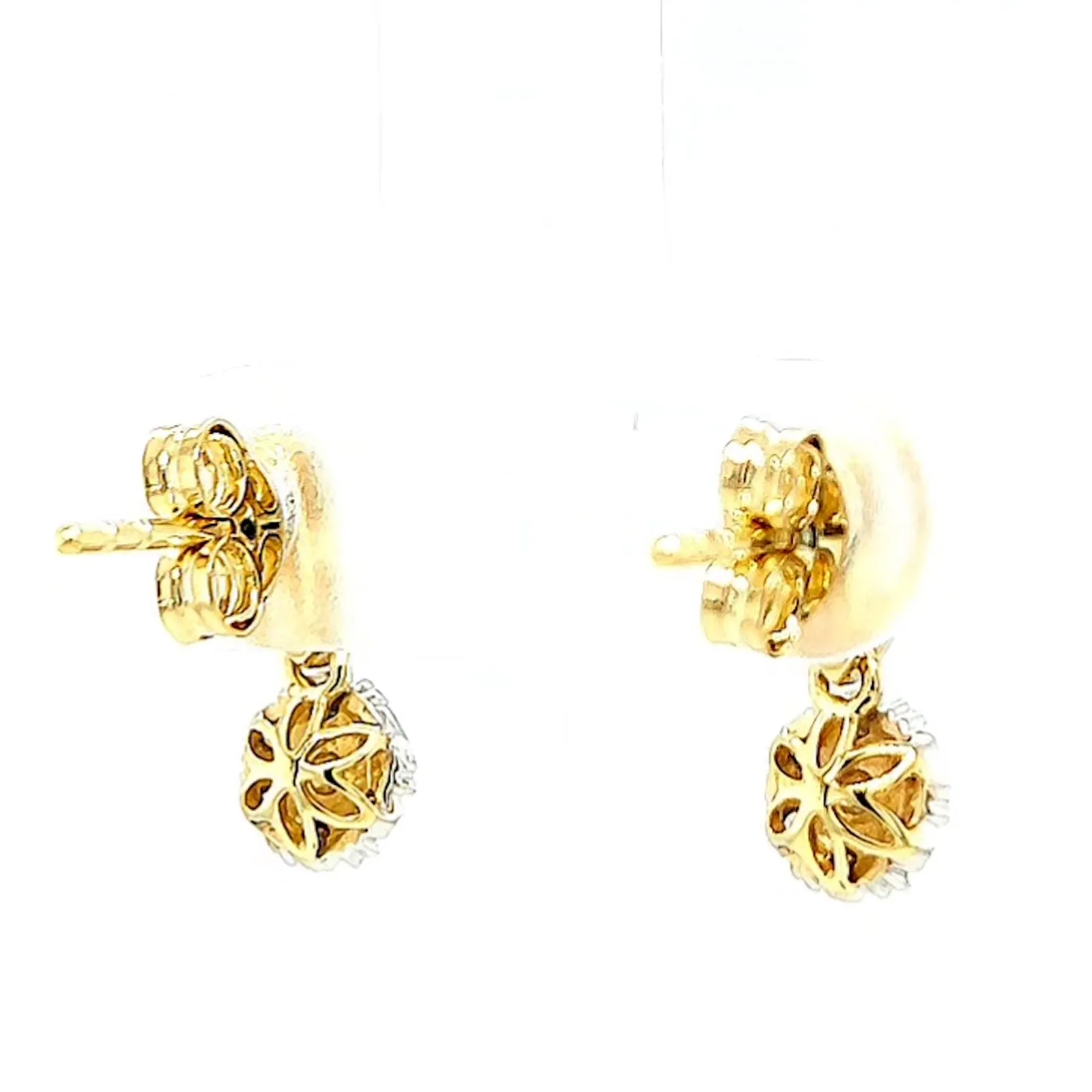 9ct Yellow Gold Round Brilliant Cut with 0.10 CARAT tw of Diamonds Drop Earrings