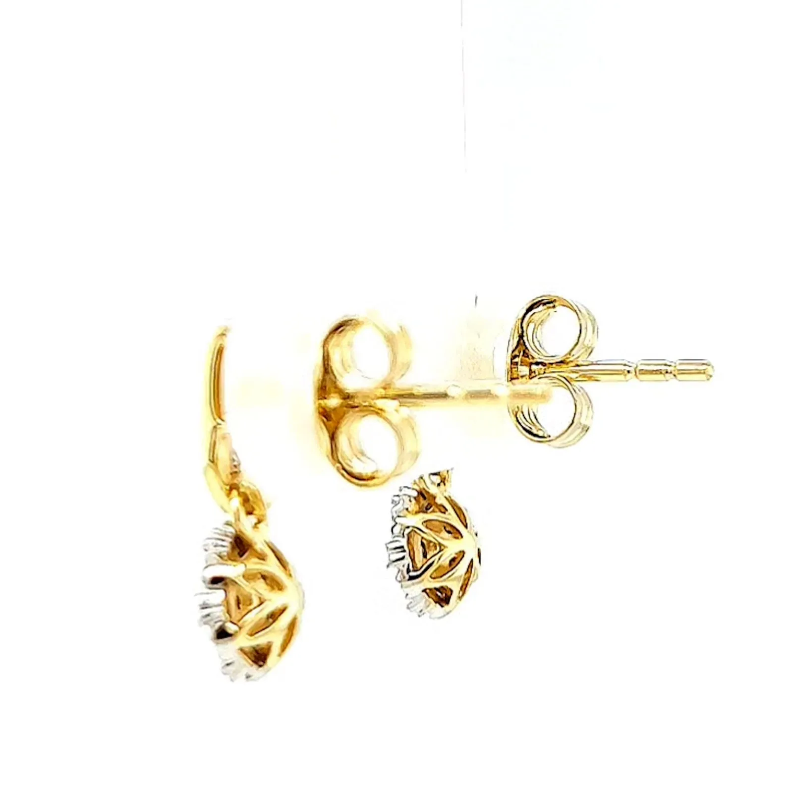 9ct Yellow Gold Round Brilliant Cut with 0.10 CARAT tw of Diamonds Drop Earrings