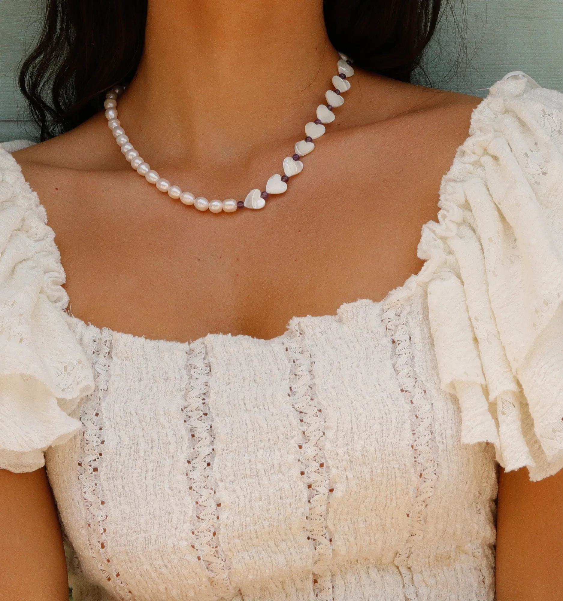 Amethyst & Pearl Choker Necklace