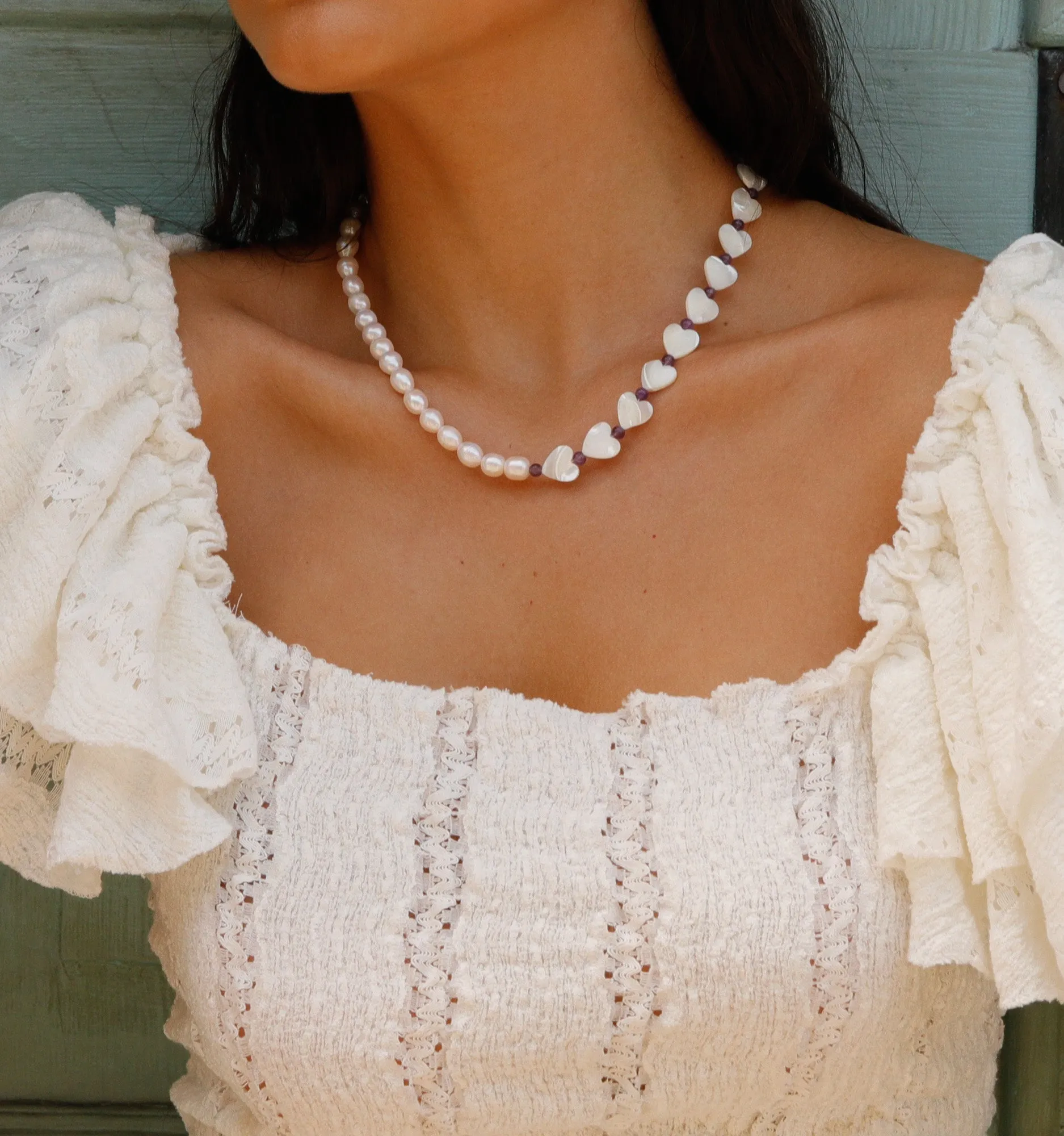 Amethyst & Pearl Choker Necklace