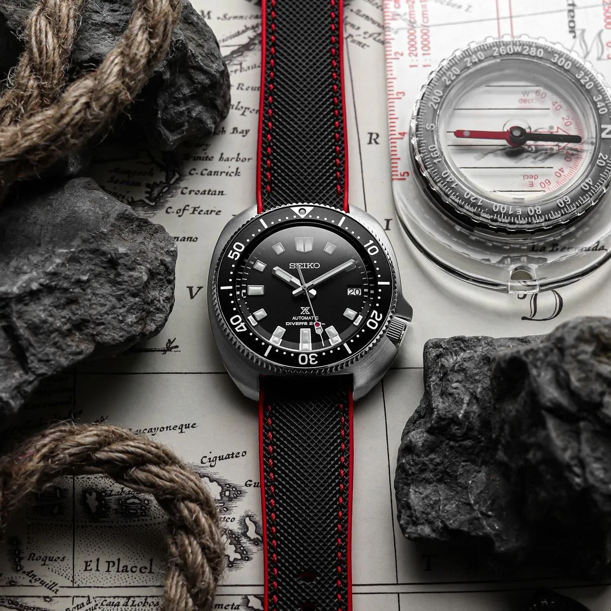 ANVIL FKM Rubber Watch Strap - Black / Red