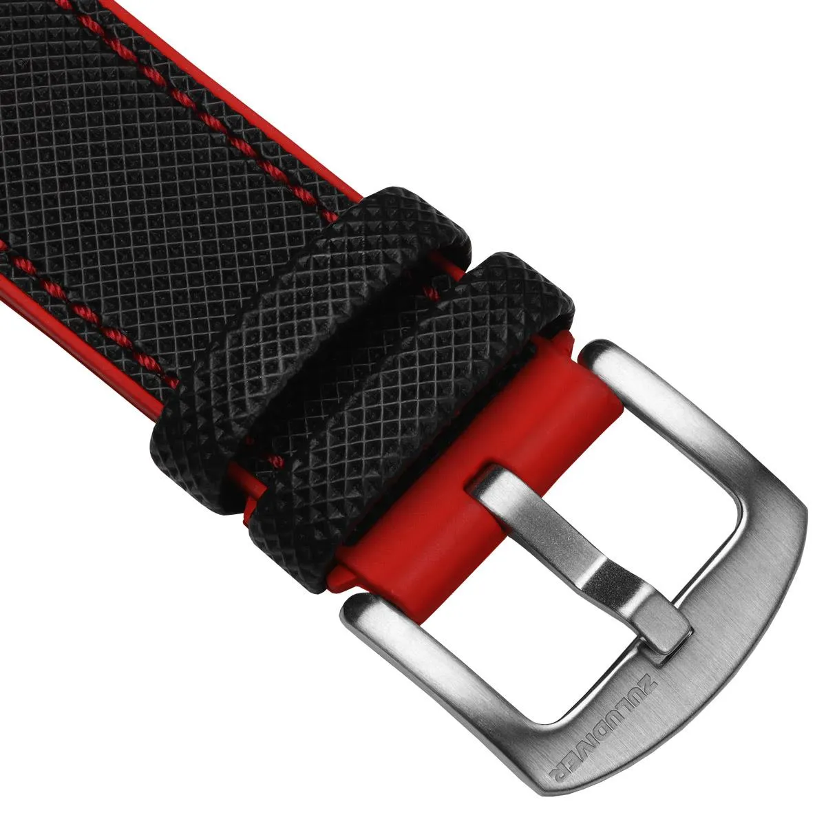 ANVIL FKM Rubber Watch Strap - Black / Red