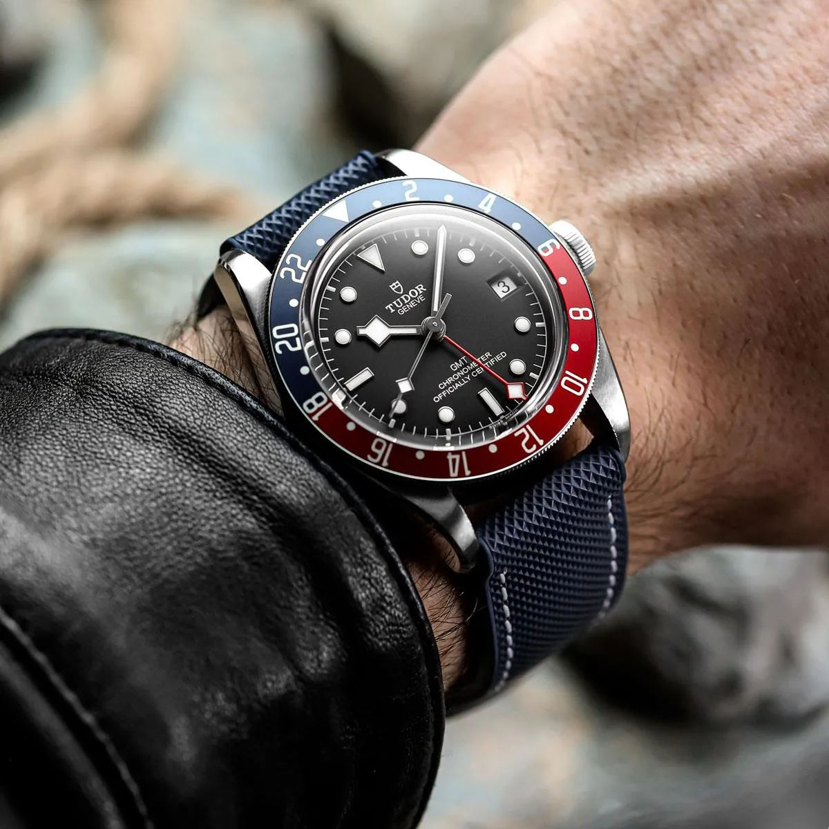 ANVIL FKM Rubber Watch Strap - Black / Red