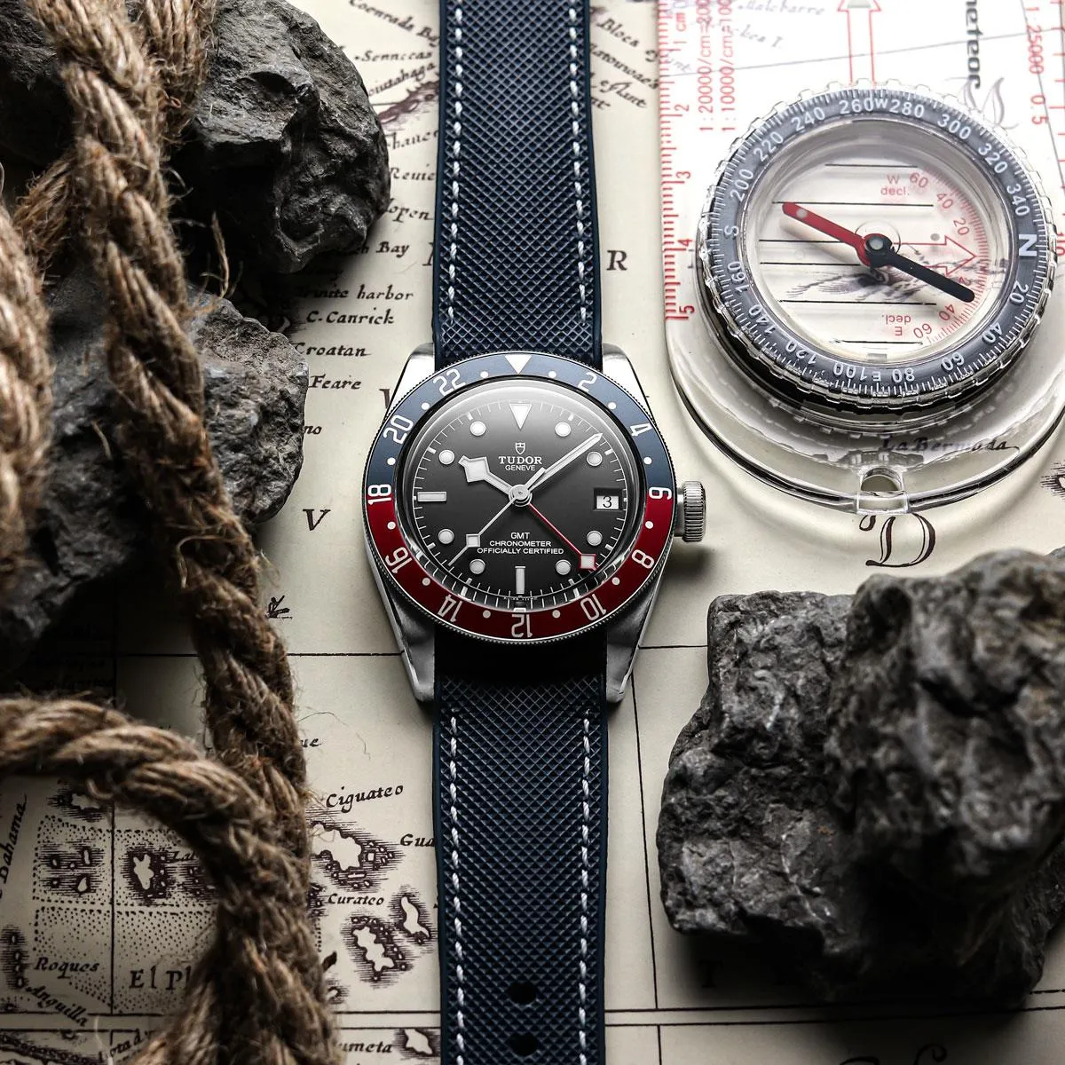 ANVIL FKM Rubber Watch Strap - Black / Red