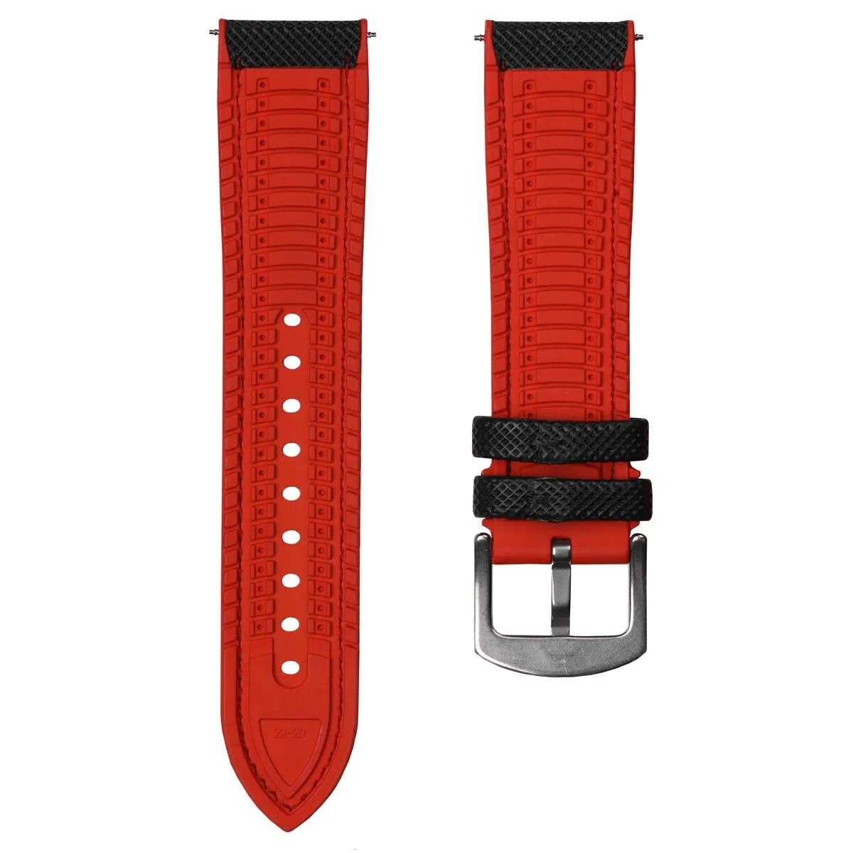 ANVIL FKM Rubber Watch Strap - Black / Red