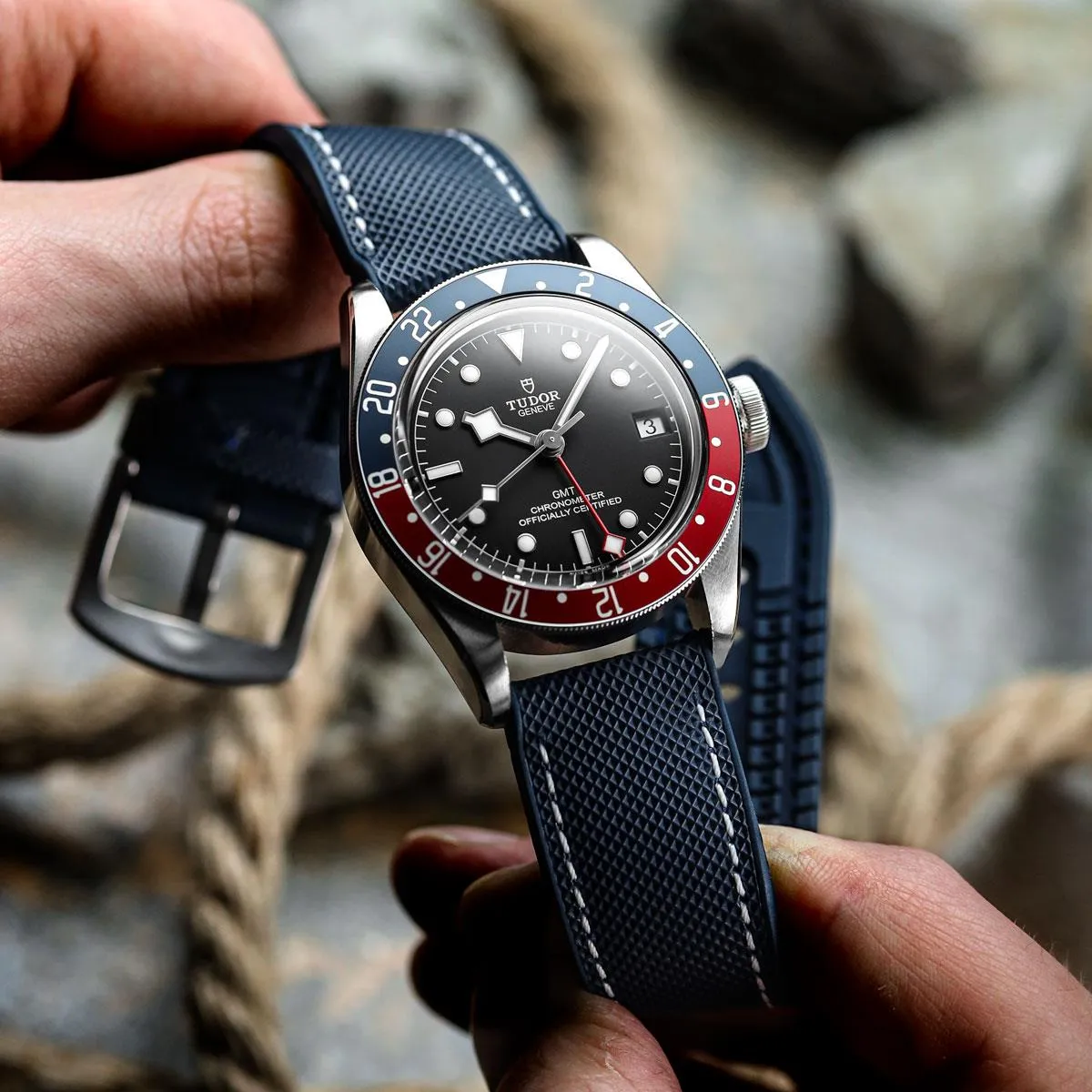ANVIL FKM Rubber Watch Strap - Black / Red