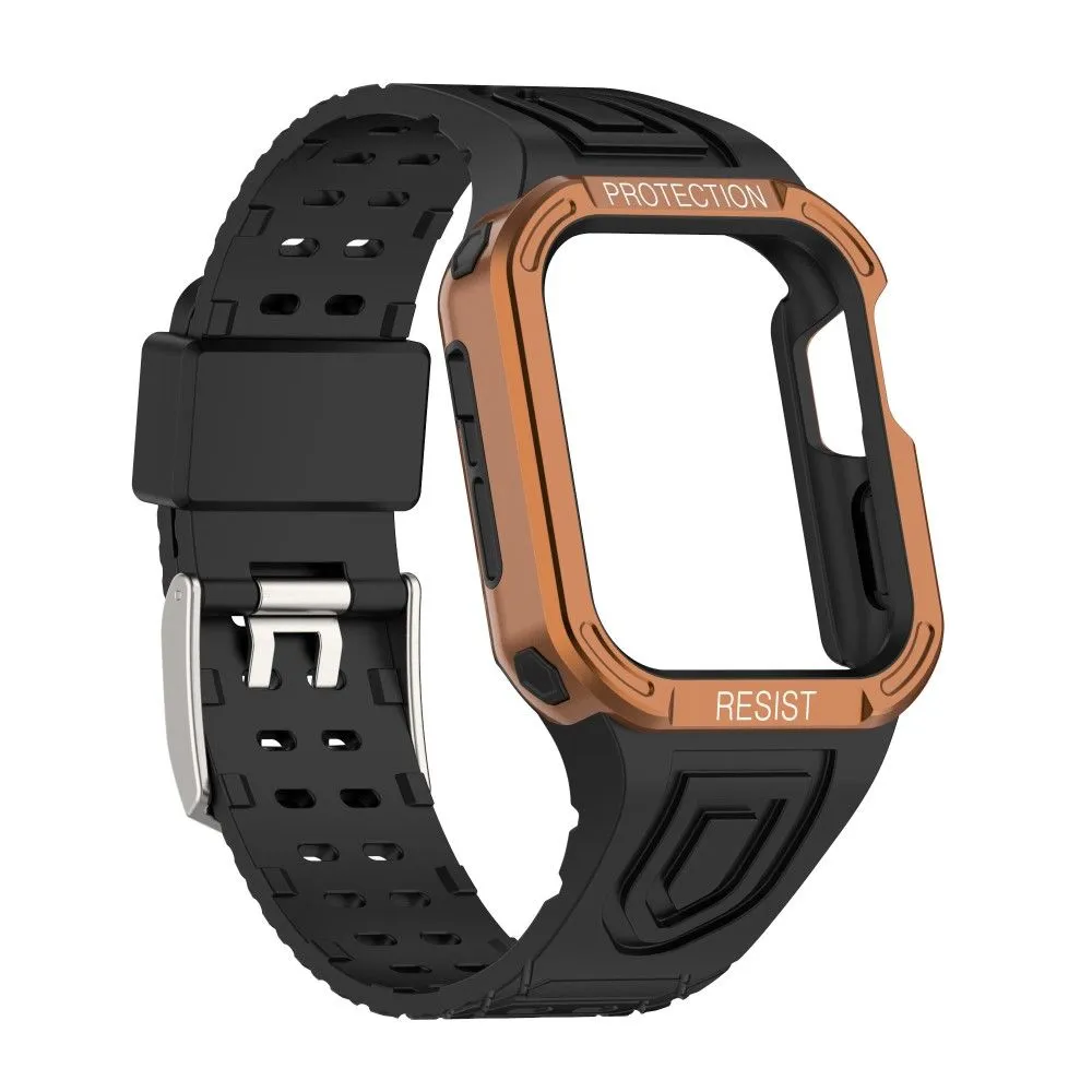 Apple Watch (41mm) color contrast watch strap    protective case - Black / Rose Gold