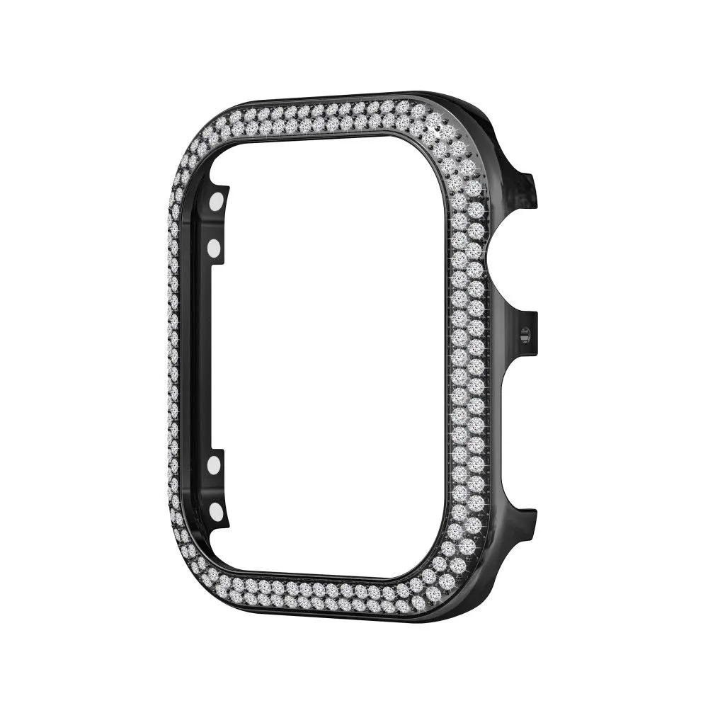 Apple Watch 44mm rhinestone décor alloy cover - Black