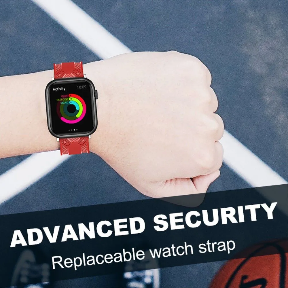Apple Watch (45mm) carbon fiber silicone watch strap - Red