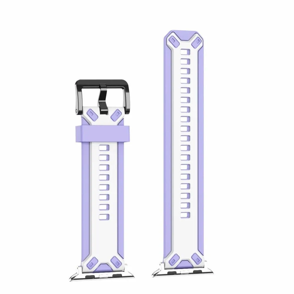 Apple Watch (45mm) color splice silicone watch strap - White / Purple