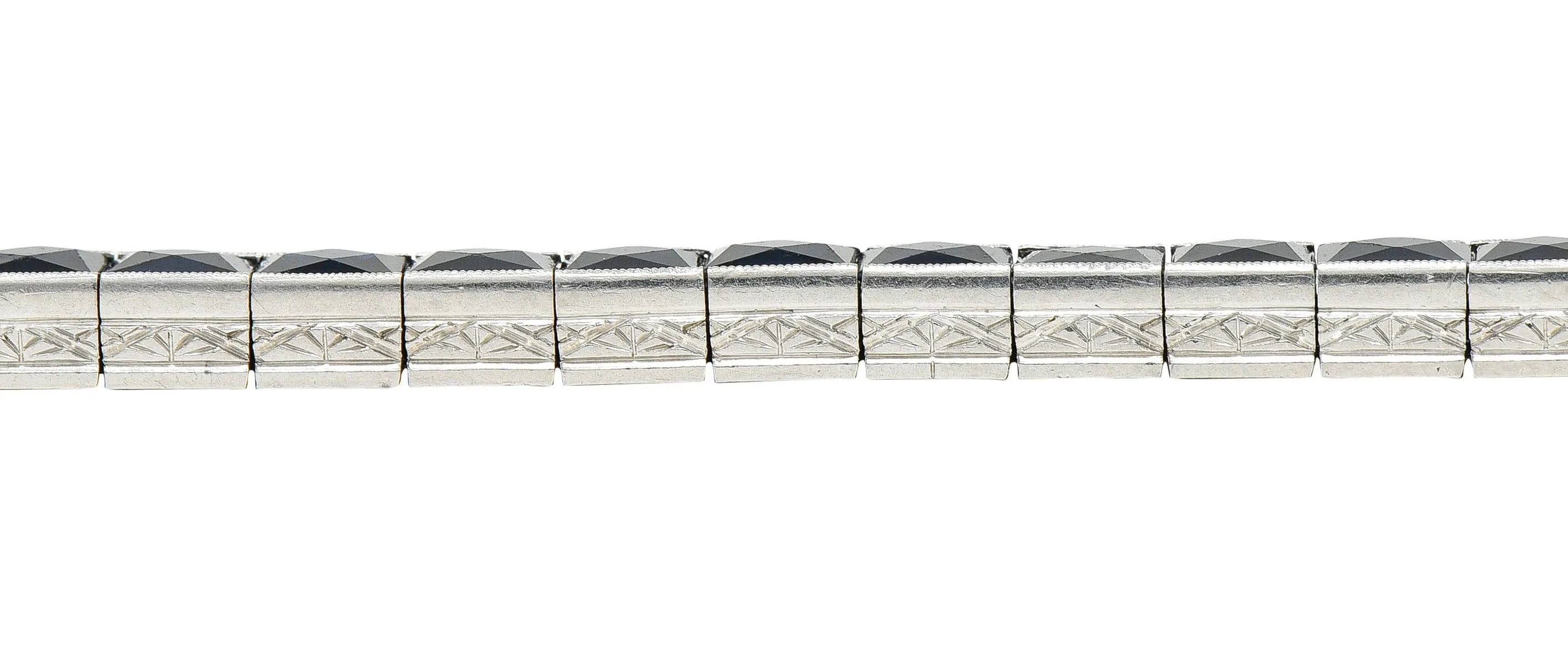 Art Deco 14.00 CTW French Cut Sapphire Platinum Line Bracelet