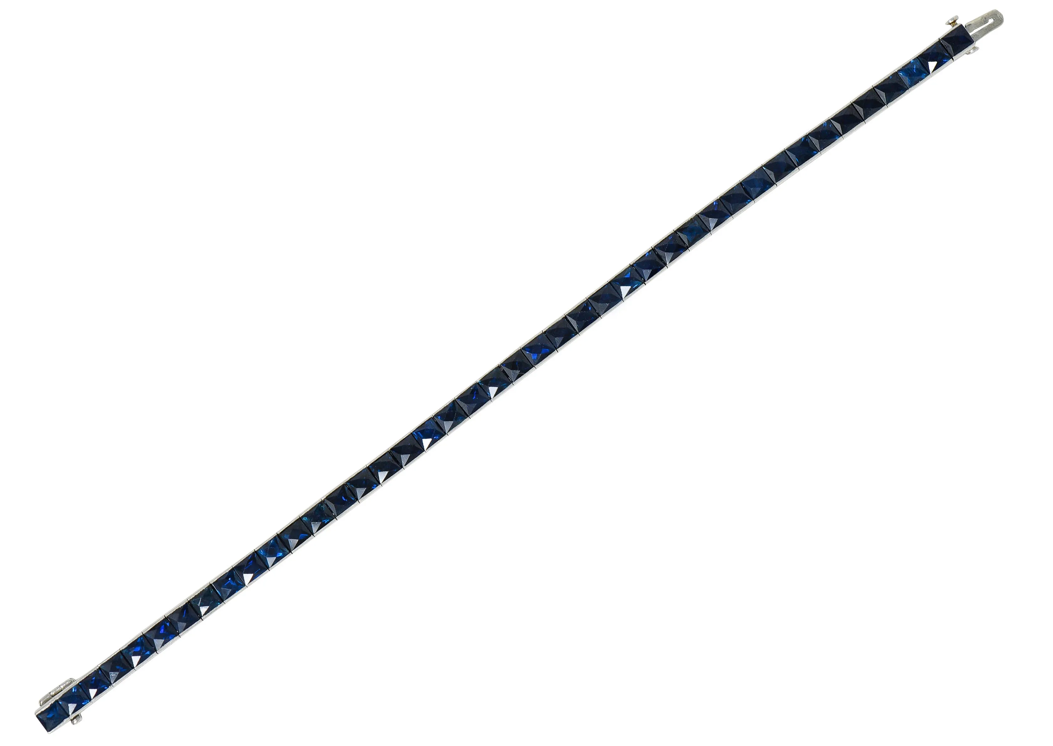 Art Deco 14.00 CTW French Cut Sapphire Platinum Line Bracelet