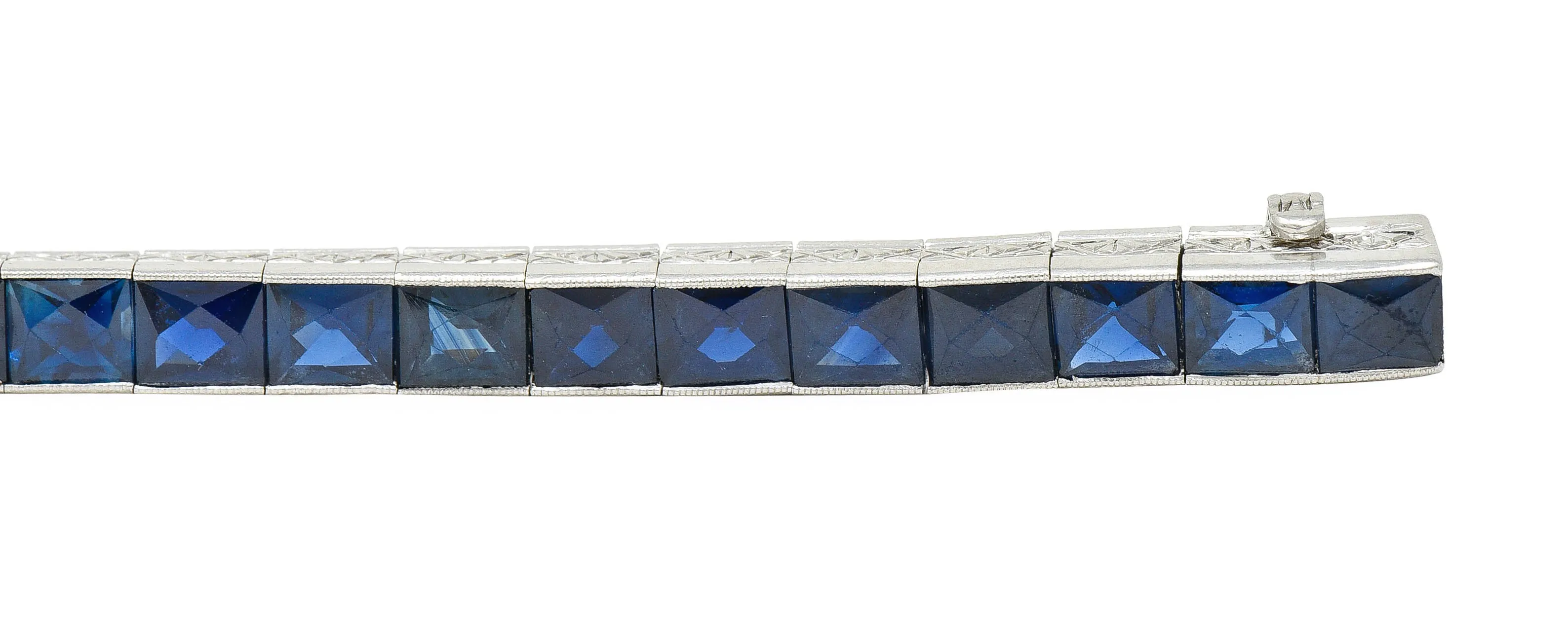 Art Deco 14.00 CTW French Cut Sapphire Platinum Line Bracelet