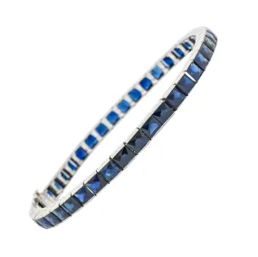 Art Deco 14.00 CTW French Cut Sapphire Platinum Line Bracelet