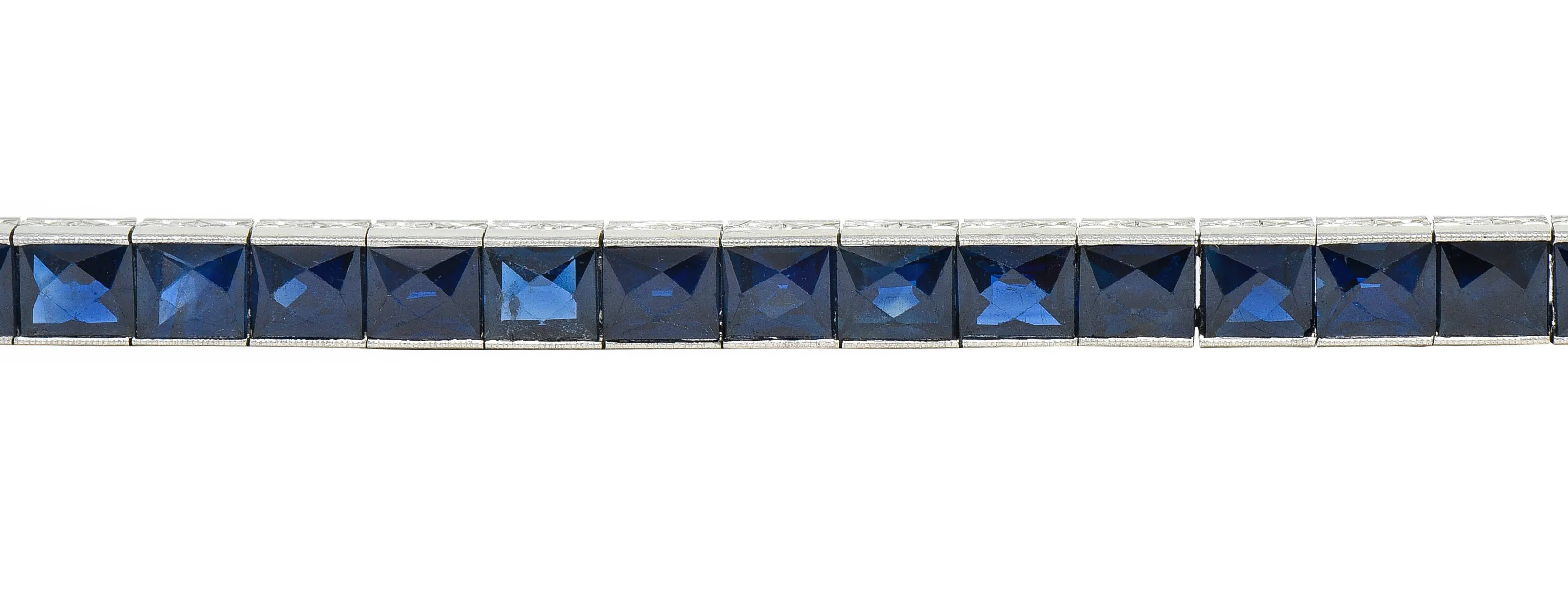Art Deco 14.00 CTW French Cut Sapphire Platinum Line Bracelet