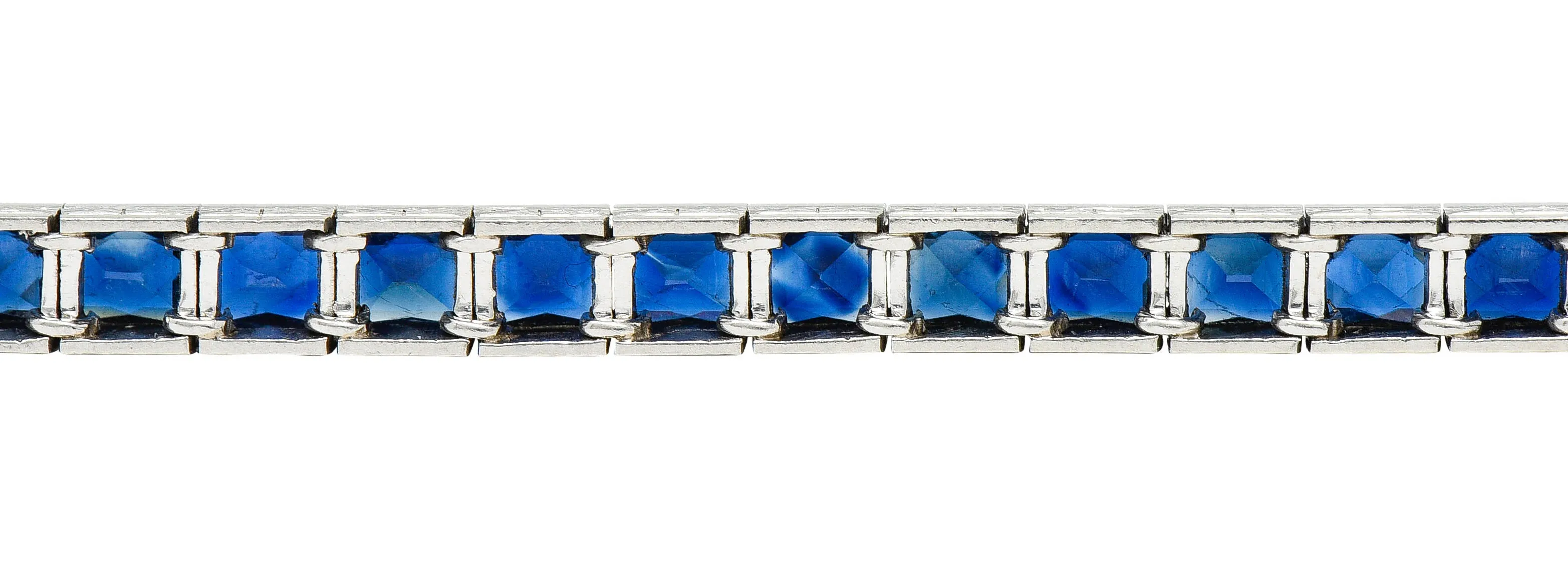 Art Deco 14.00 CTW French Cut Sapphire Platinum Line Bracelet