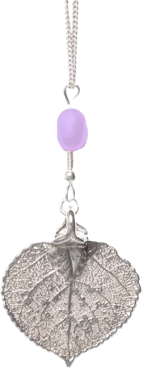 Aspen Leaf Necklace - Silver / Amethyst
