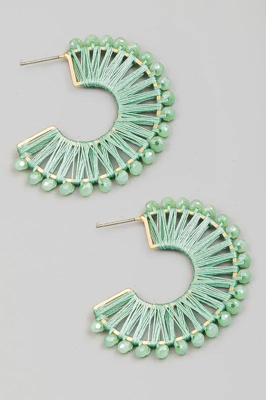 Bead Threaded Hoop Earrings