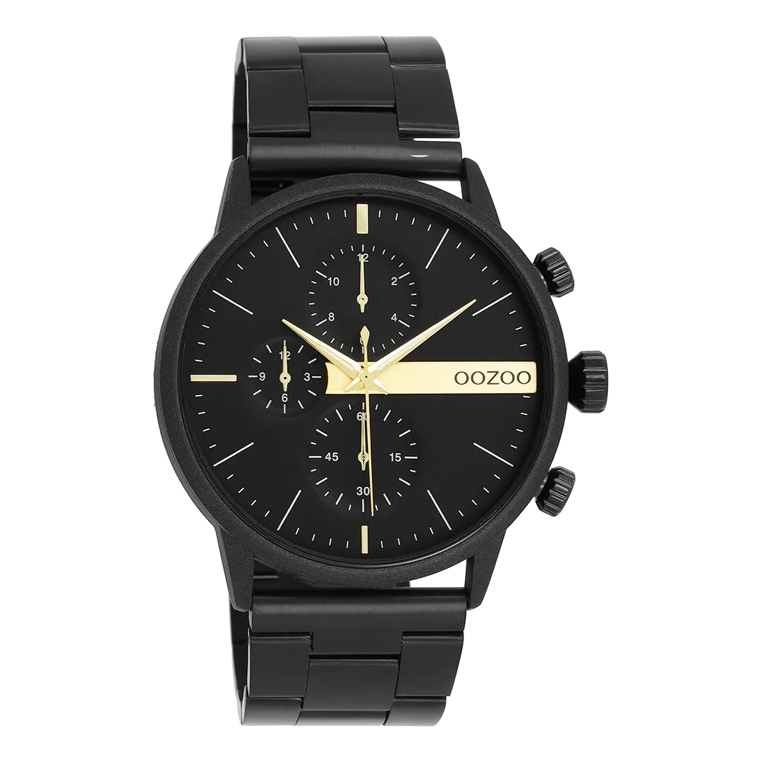 Black OOZOO watch with black stainless steel bracelet - C11412