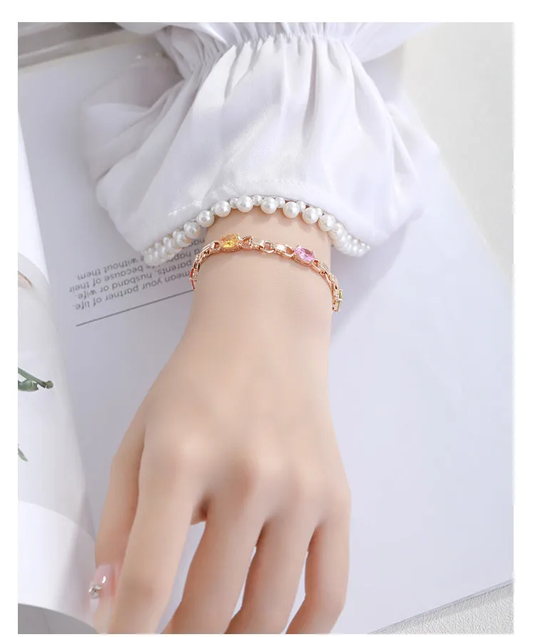 Caibao series color contrasting light luxury design round bracelet ins trendy retro niche high-end