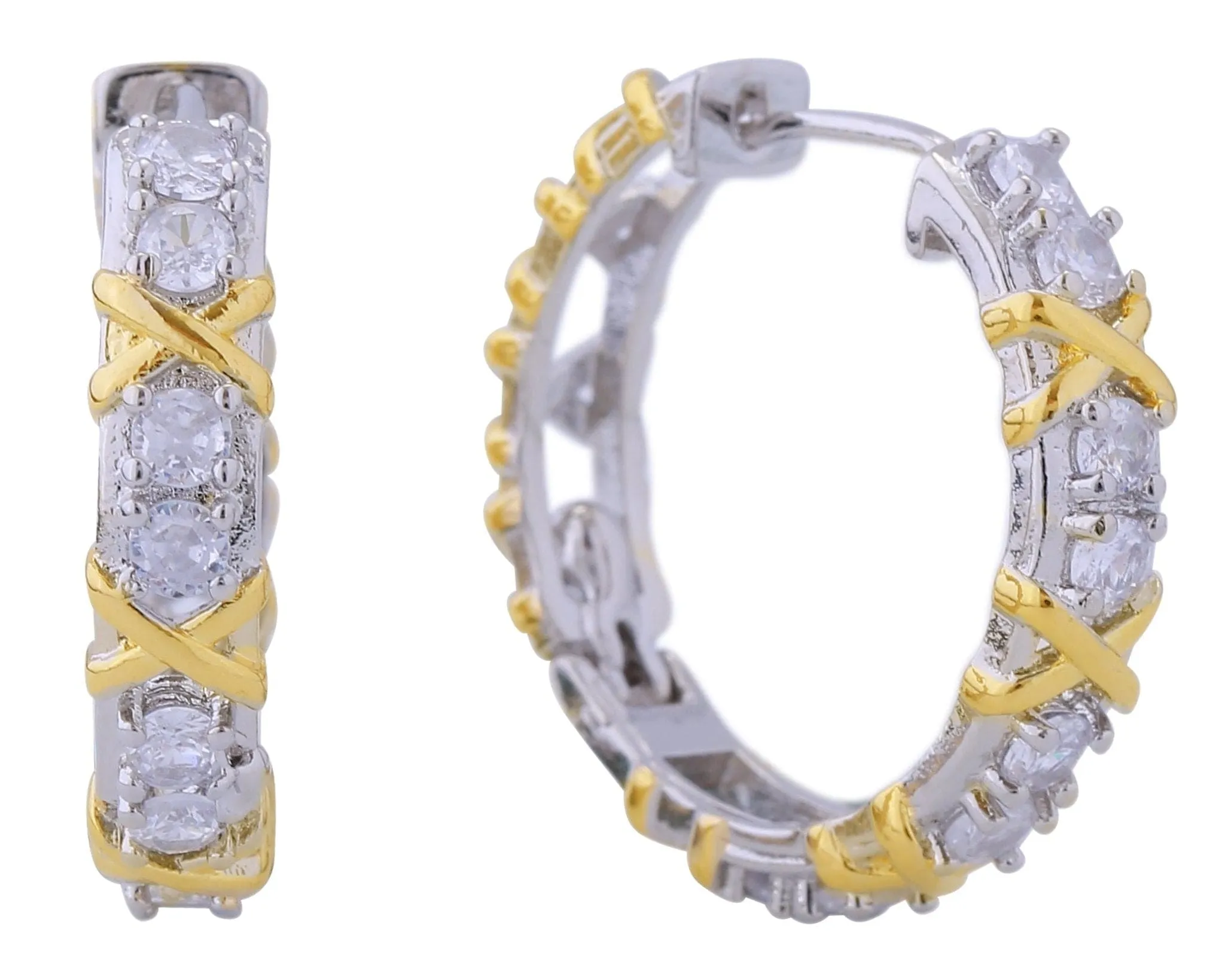 DJE310882 14K Radiant Pave CZ Hoop Earrings
