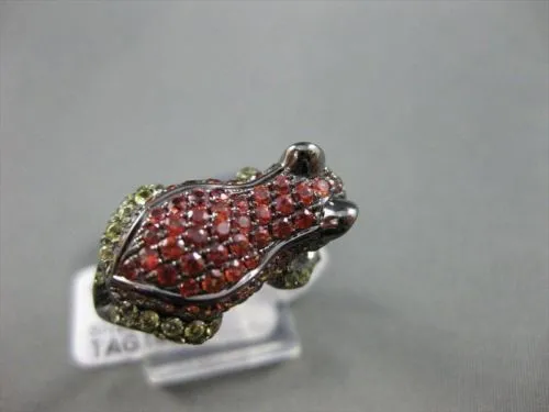 ESTATE 1.66CT AAA EMERALD, GARNET & YELLOW TOPAZ 18KT BLACK GOLD FRONG FUN RING