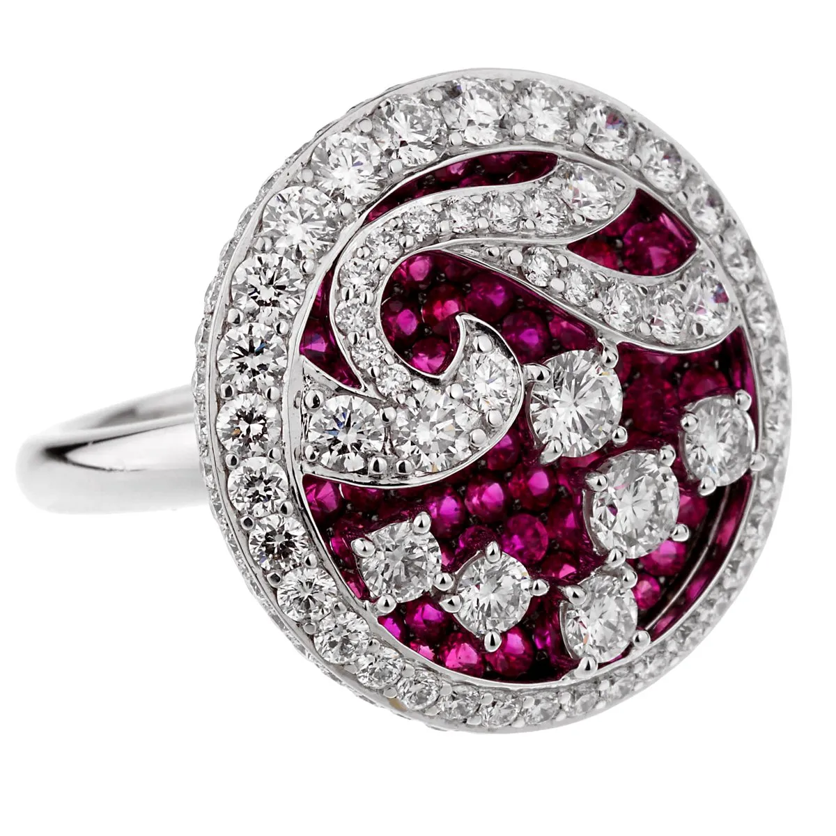 Graff Diamond Ruby White Gold Cocktail Ring Sz 5 1/2