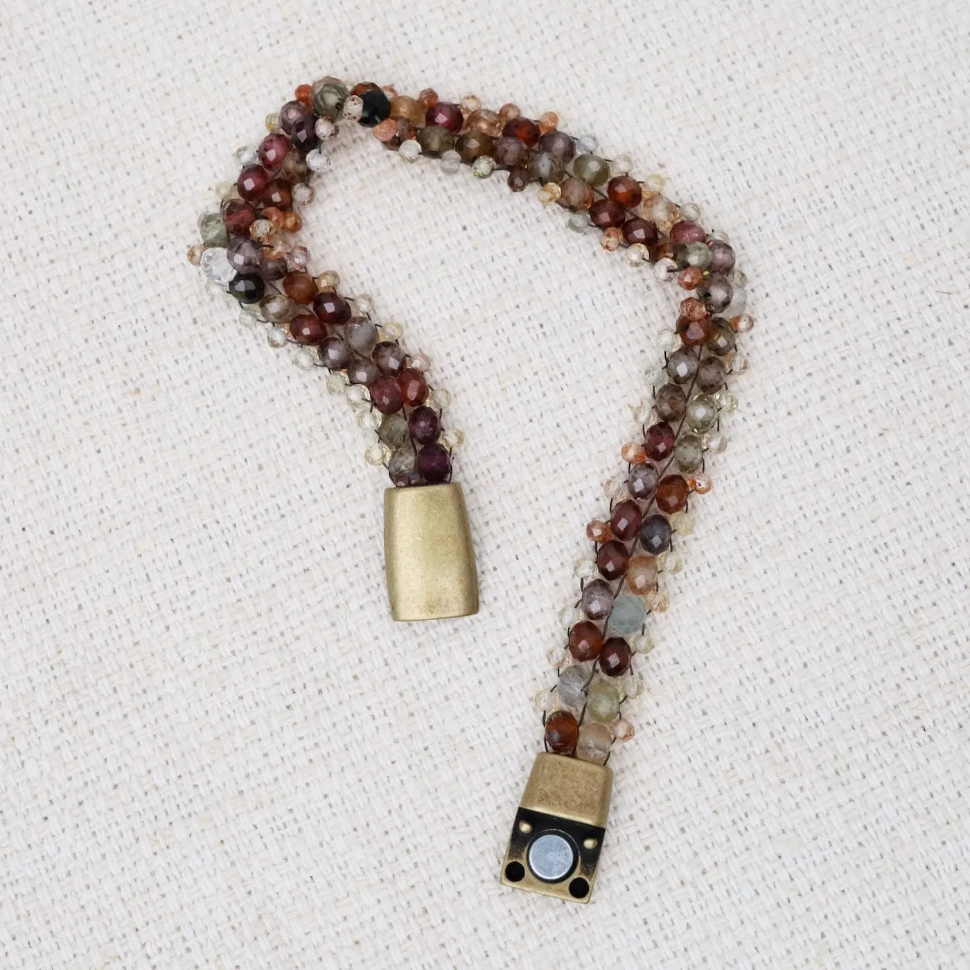 Hand Woven Soft Bracelet of Tundra Sapphires & Zircon