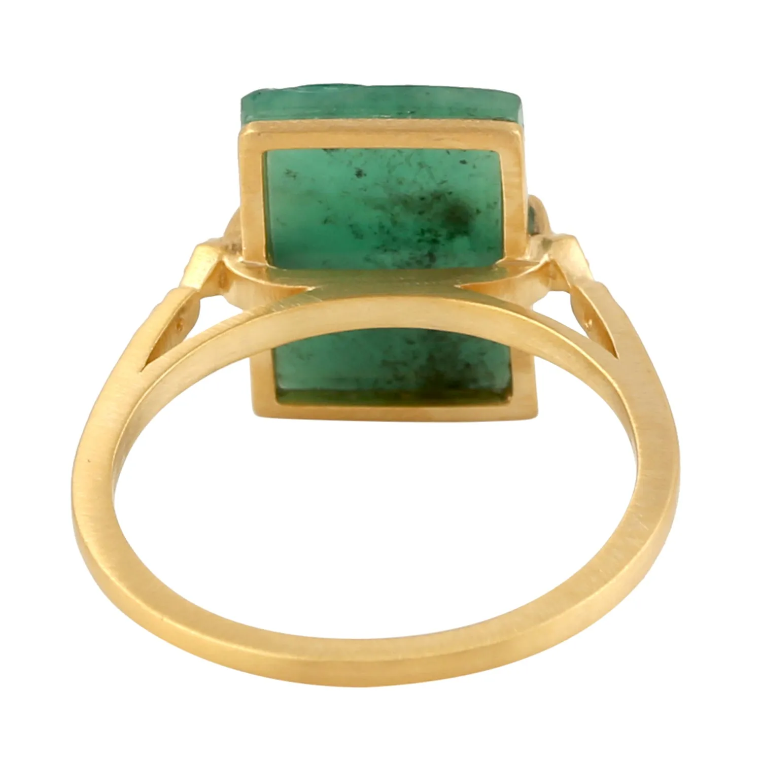 Handcarved Floral Emerald Pave Diamond Cocktail Ring Jewelry In 18k Yellow Gold