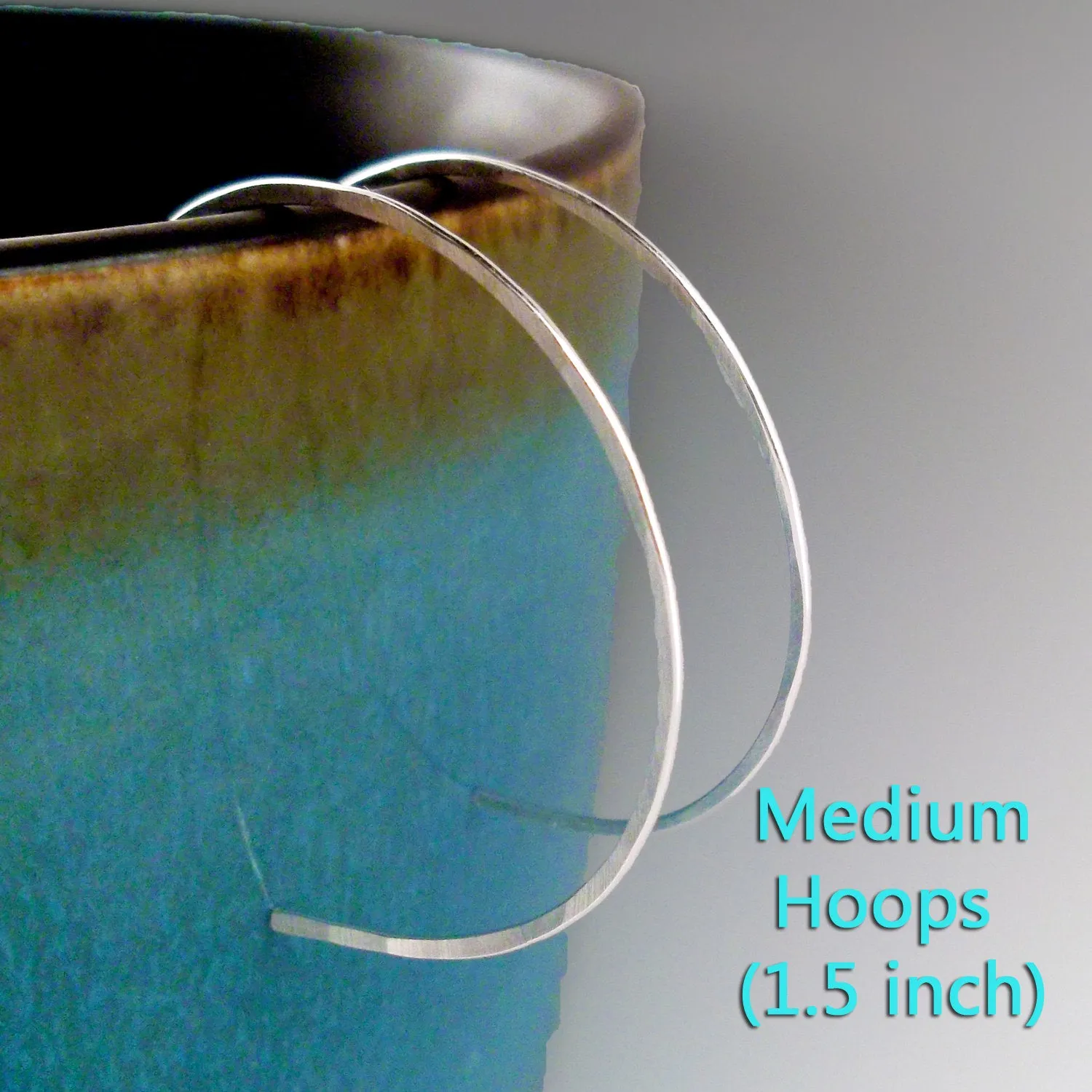 Handmade Sterling Silver Hoop Earrings, 0.5 to 2.0 inches in diameter
