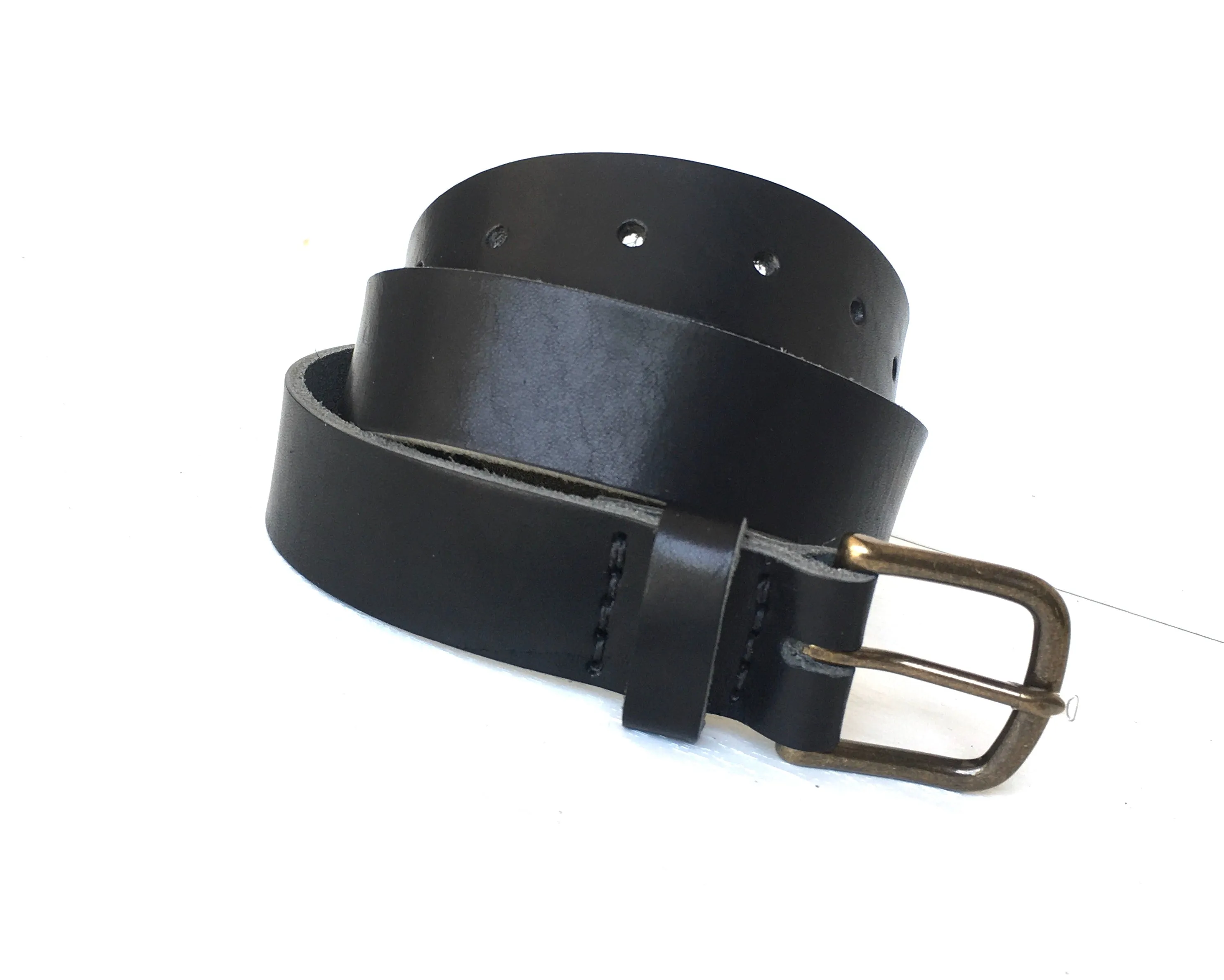 Horween Dublin Leather Men's Belt Sizes 1.25 and 1.5 inch Antique Brass Buckle