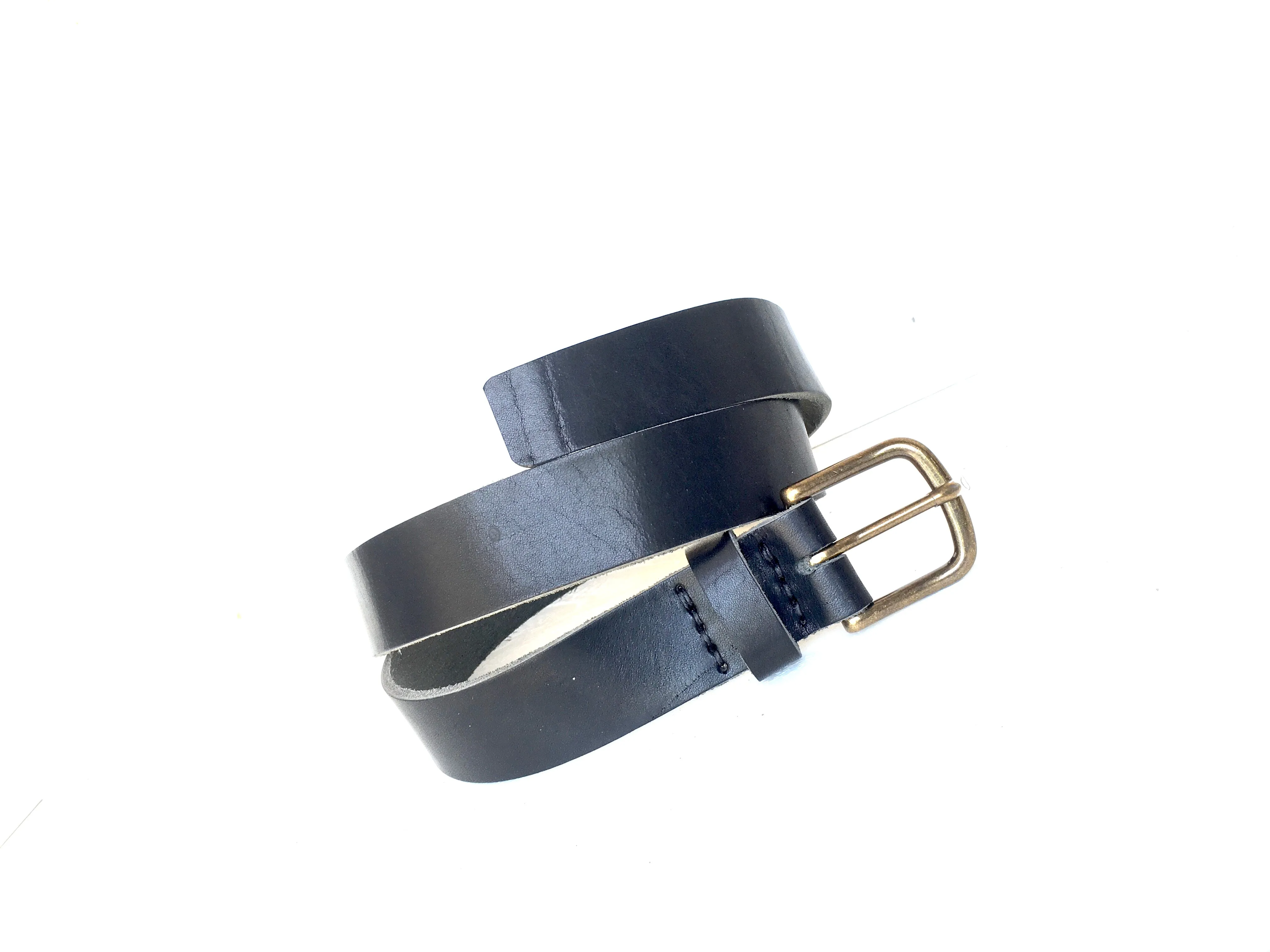 Horween Dublin Leather Men's Belt Sizes 1.25 and 1.5 inch Antique Brass Buckle