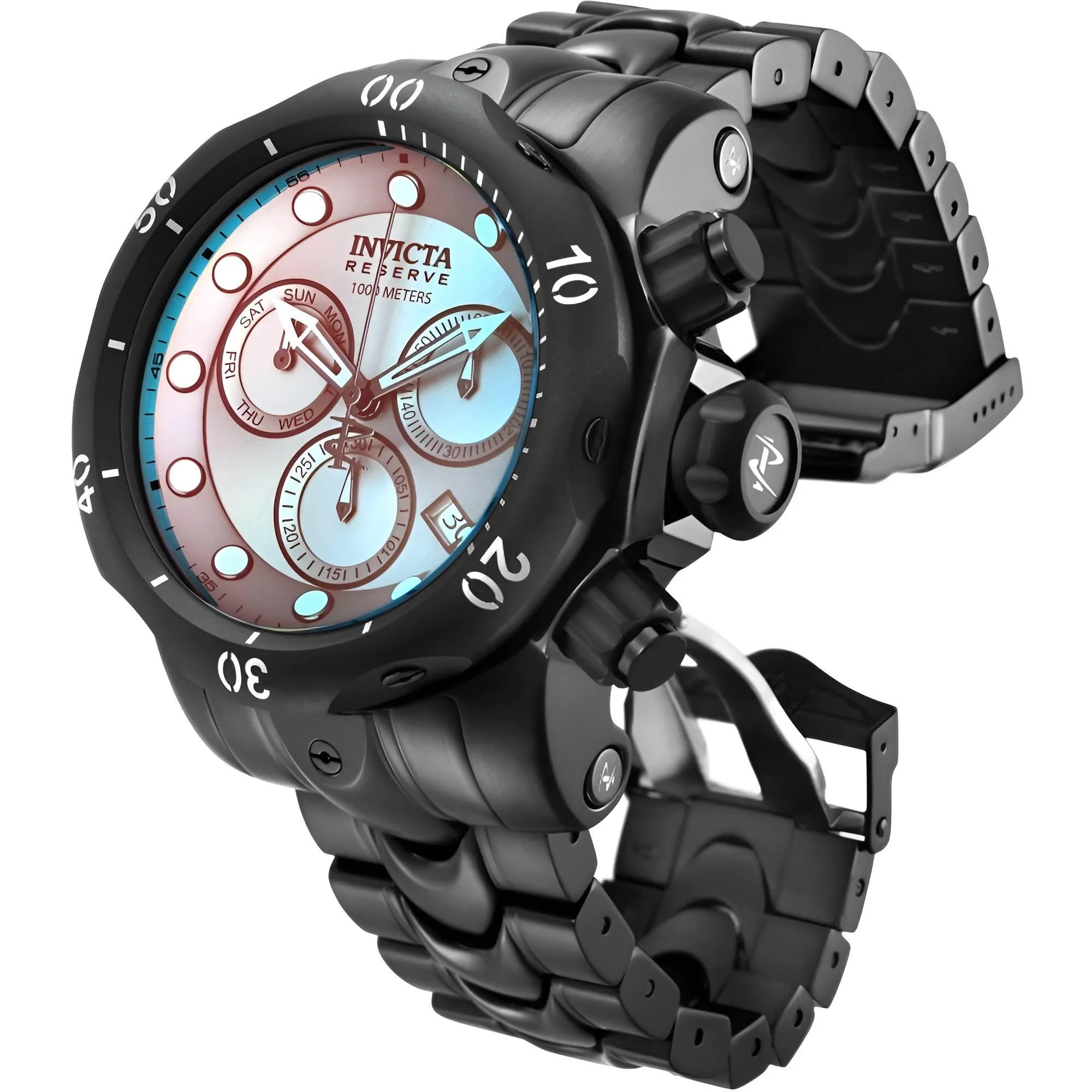 Invicta Men's Chronograph Watch - Reserve Venom Titanium Dial Black Bracelet | 25417
