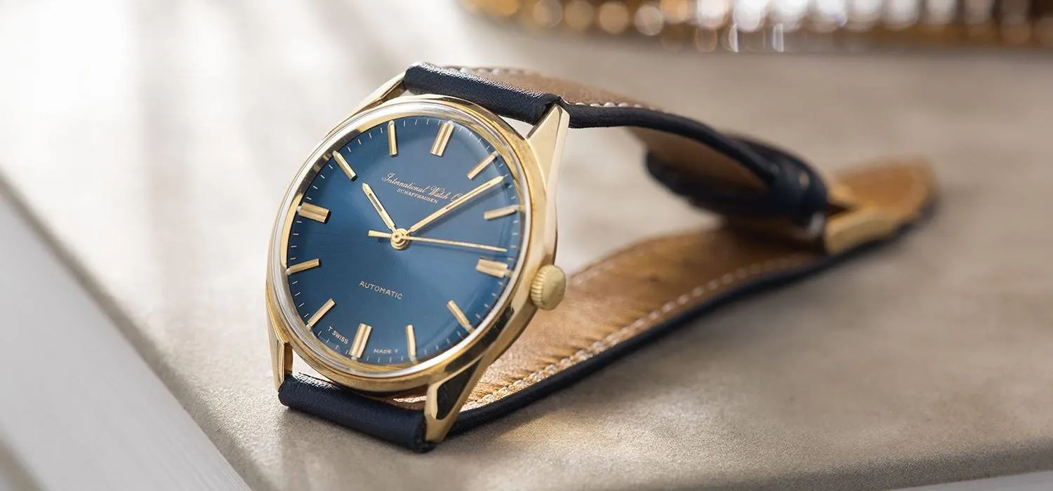 IWC Yellow Gold Dress Watch Blue Soleil Dial