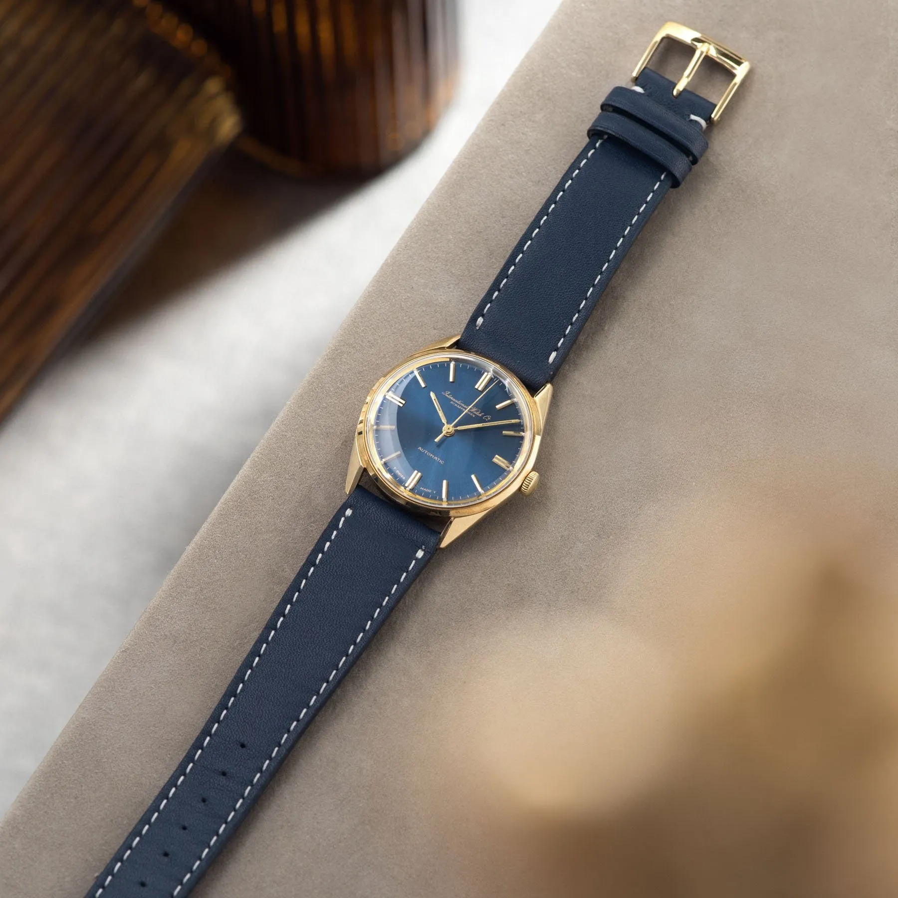 IWC Yellow Gold Dress Watch Blue Soleil Dial