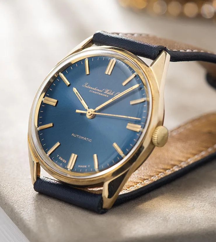 IWC Yellow Gold Dress Watch Blue Soleil Dial