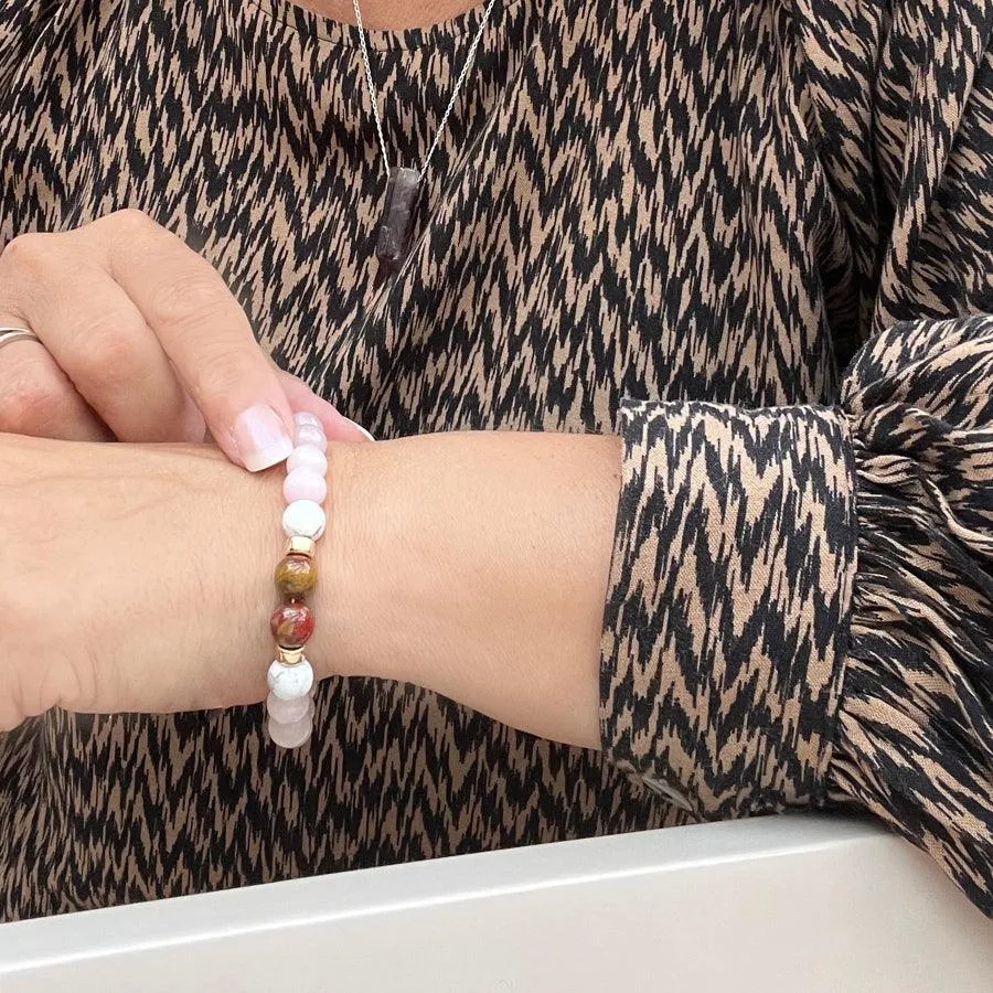 Love's Quiet Wisdom - Rose Quartz & White Howlite Bracelet 8mm