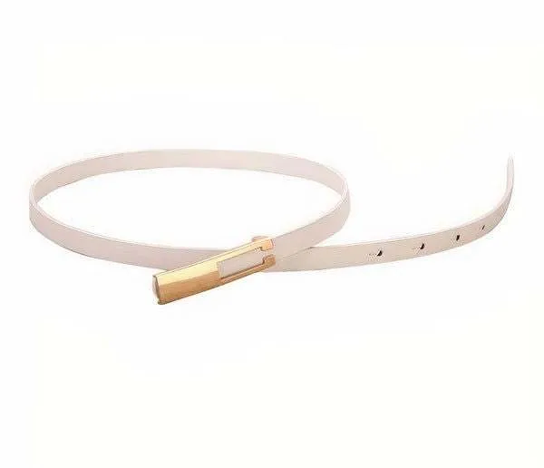 Luna Belt - Adjustable Vegan Leather Skinny Belt with Gold Buckle