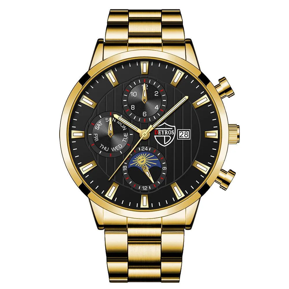 Men's Calendar Luminous Stainless Steel Quartz Wrist Watch