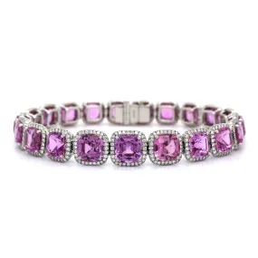 Platinum Pink Sapphire & Diamond Stretch Bracelet