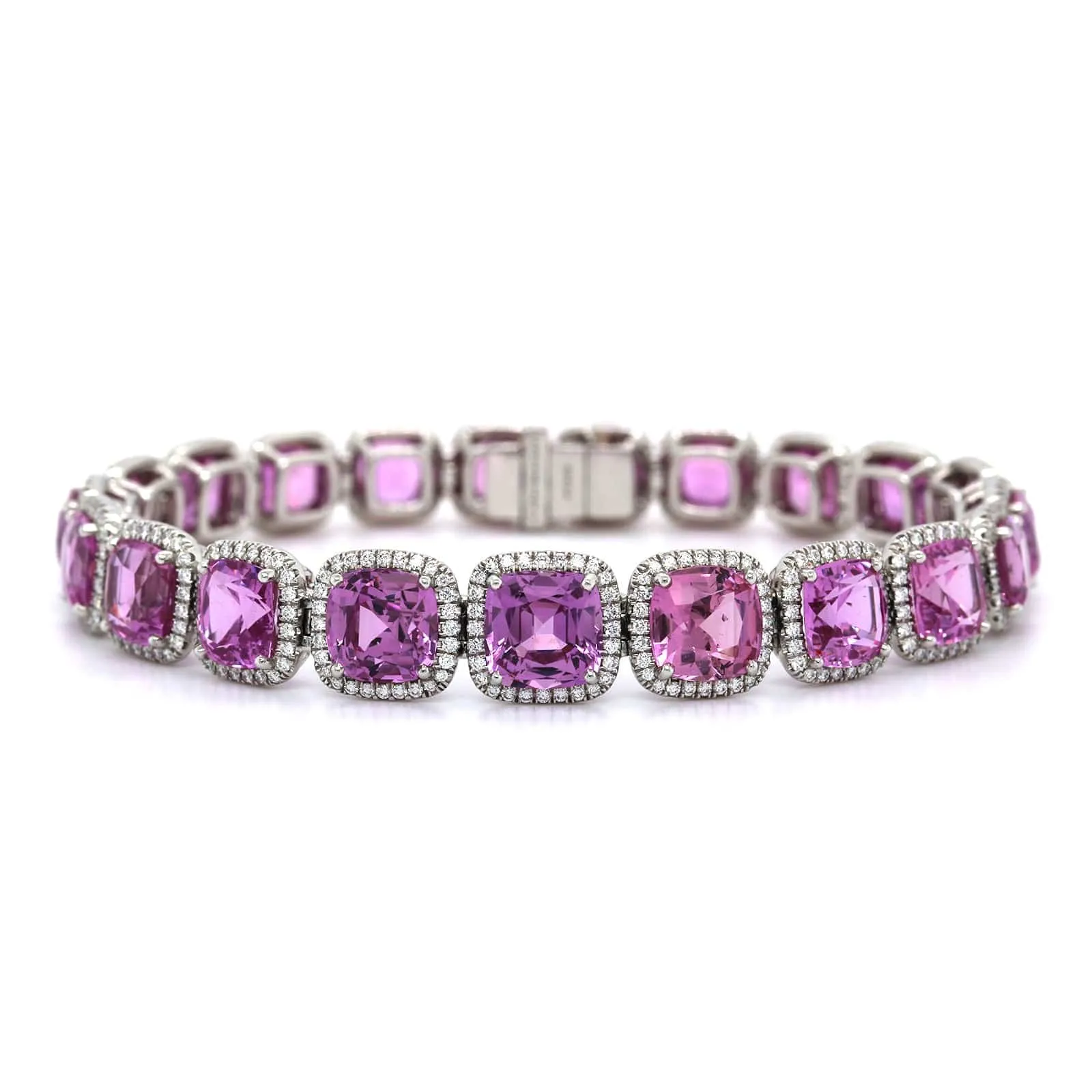 Platinum Pink Sapphire & Diamond Stretch Bracelet