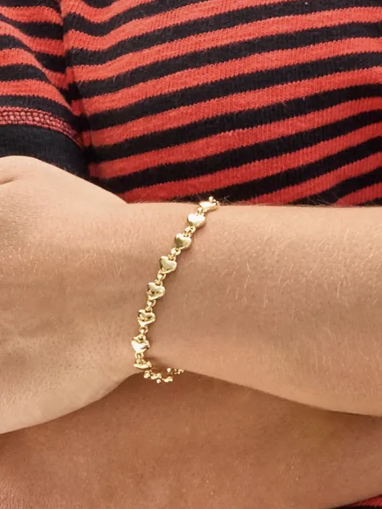 Puff Heart Chain Bracelet - Gold